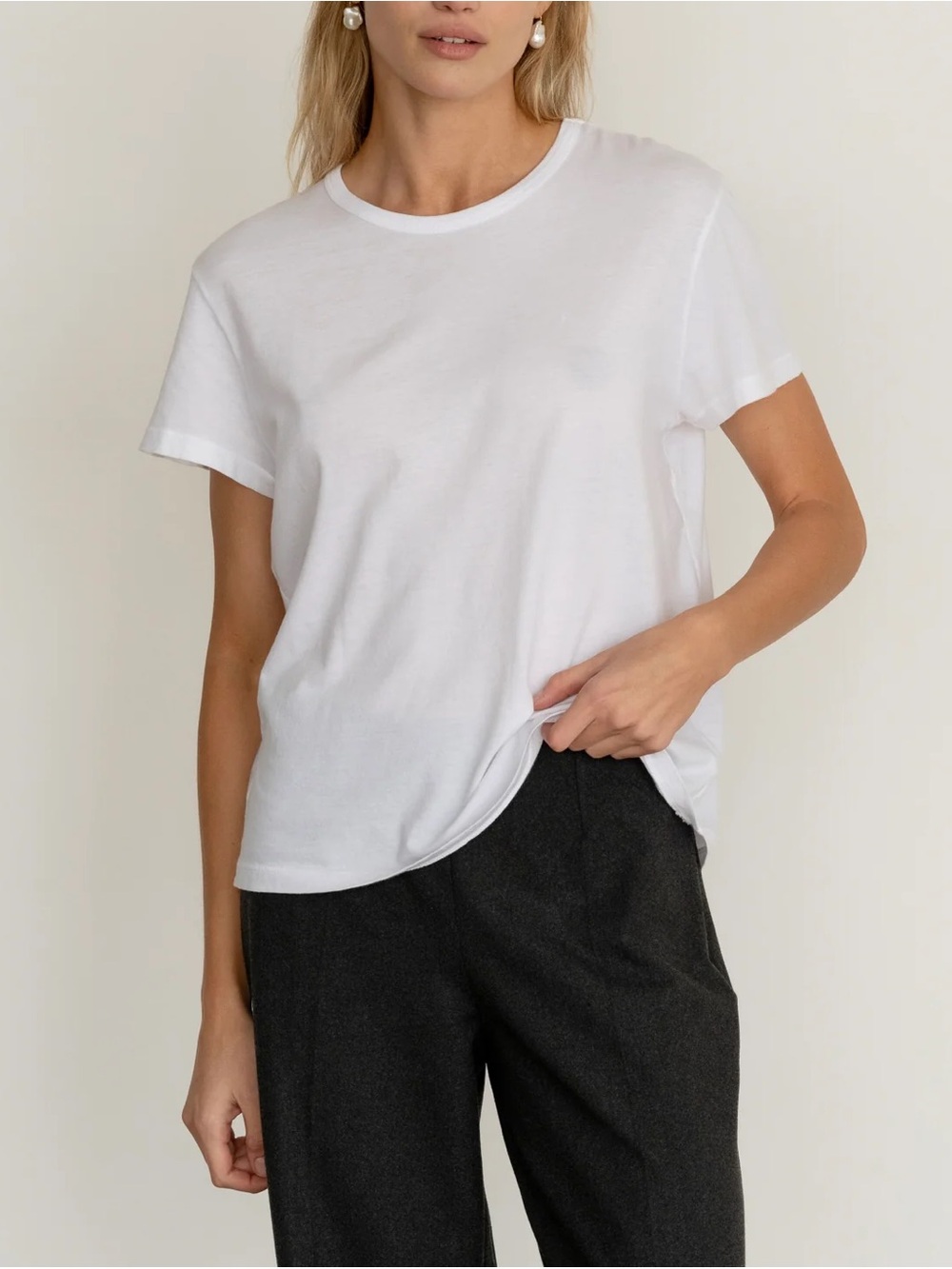 DONNI The Jersey Tee in 100% Supima Cotton Powder White Medium